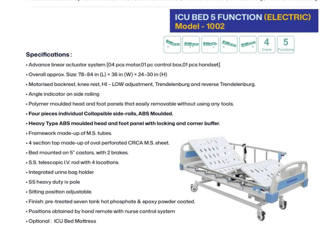 ICU BED 5 FUNCTION (ELECTRIC)